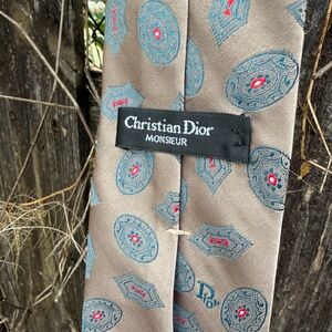 Dior Gray and Blue Patterned Tie
